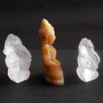 BDC-23 3 Handmade Handcarved crystal Quartz-Honey Jade Lord Ganesh -1 Buddhas in meditation posture Thai quartz, thai crystal, hindu buddha yoga statue #23