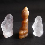 BDC-23 3 Handmade Handcarved crystal Quartz-Honey Jade Lord Ganesh -1 Buddhas in meditation posture Thai quartz, thai crystal, hindu buddha yoga statue #23