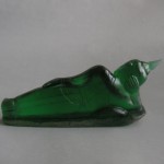 BD-015 Antique Old Emerald Green Cave Crystal Carved TUESDAY BUDDHA Phra Sai Yas Laying Reclining Sleeping Happy Buddha Statue