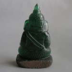 BD-005 Antique emerald Green Quartz Crystal Carved in Lord Ganesh ganesha Seated in Meditation Posture Buddha Amulet Statue from Mung Hod, Chiang Mai Province, northern Thailand.