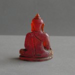 BD-020 Rare Old Blood Red Crystal Carved in Phra Hin 'Kru Hod' Seated in Meditation Posture
