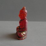 BD-020 Rare Old Blood Red Crystal Carved in Phra Hin 'Kru Hod' Seated in Meditation Posture