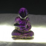 BD-026  Very Old rare purple grape Phra Upakut Bua Khem Lotus Crystal Stone Thai collectible fetish Buddha Amulet Statue
