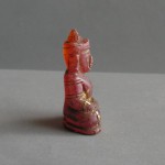 BD-029 Rare Old Blood Red Crystal quartz stone Carved in Phra Hin 'Kru Hod' Seated in Meditation Posture Crowned Magic Luckky Buddha Amulet from Meaung Hod