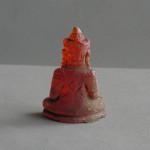 BD-029 Rare Old Blood Red Crystal quartz stone Carved in Phra Hin 'Kru Hod' Seated in Meditation Posture Crowned Magic Luckky Buddha Amulet from Meaung Hod