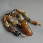 Ancitnt Agate Carved Animals Big Bird Genuine Gold Beads Necklace