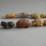 Ancitnt Agate Carved Animals Big Bird Genuine Gold Beads Necklace