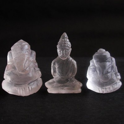 BDC-22 Handmade Handcarved crystal white ice snow Quartz 2 Lord Ganesh Ganesha-1 Buddha in meditation posture Thai quartz, thai crystal, hindu buddha yoga statue #22