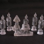 BD-019 Set of Handcarved white crystal quartz 7 Buddhas poses seven postures, Buddha Images for the Seven Days of the Week