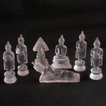 BD-019 Set of Handcarved white crystal quartz 7 Buddhas poses seven postures, Buddha Images for the Seven Days of the Week