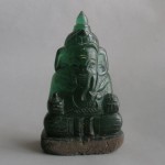 BD-003 Antique emerald Green Quartz Crystal Carved in Lord Ganesh ganesha seated Meditation Buddha Amulet Statue from Mung Hod 676 grams!!!