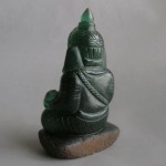 BD-003 Antique emerald Green Quartz Crystal Carved in Lord Ganesh ganesha seated Meditation Buddha Amulet Statue from Mung Hod 676 grams!!!