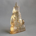 BD-012 Large Antique Old Rock Crystal Quartz Carved Lord Ganesh Ganesha Hindu Deity Goddess Seated Holding Money Bag Posture Buddha Statue
