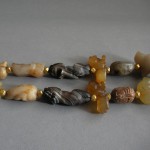 Ancitnt Agate Carved Animals Big Bird Genuine Gold Beads Necklace