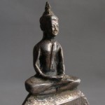 BD-021 Rare old Authentic Antique patina 19th Silver Sheet cover Thai ayutthaya Buddha, Thai collectible Buddha Statue 