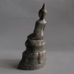 BD-023 Rare old Authentic Antique patina 19th Silver Sheet cover Thai ayutthaya Buddha, Thai collectible Buddha Statue