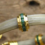 Africa White Elephant Hair with Genuine Emerald 22Gold Plated on Sterling Silver Bracelet