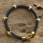 RARE Black Africa Elephant Hair with Genuine Rubellites Handmade 22k Gold Plated Silver Bracelet