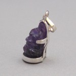 Handmade sterling silver case setting on a beautiful carving Amethyst in Lord Ganesh shape