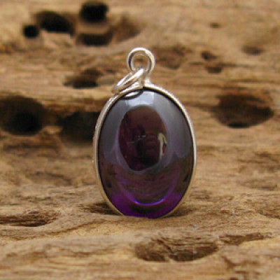 Handmade - Handcarved sterling silver case setting on a RARE Oval Dark Purple NAGA eye Thai talisman amulet Crystal