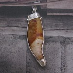 Very Old Antque RARE Bear Tooth Handmade-Hand carved 925 Sterling Silver with Genuine Red Ruby-Blue sapphire Pendant.