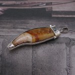 Very Old Antque RARE Bear Tooth Handmade-Hand carved 925 Sterling Silver with Genuine Red Ruby-Blue sapphire Pendant.