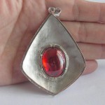 KG-062 RARE Oval Scarlet Blood Red NAGA EYE Thai Talisman Cave Crystal Magic Power Buddha Amulet Handmade Filigree Sterling Silver Pendant