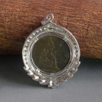 KG-056 RARE Authentic Antique Thaliand King Rama V Chulalongkorn late 1800 Copper Coin with Handmade Sterling Silver Pendant