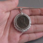 KG-056 RARE Authentic Antique Thaliand King Rama V Chulalongkorn late 1800 Copper Coin with Handmade Sterling Silver Pendant