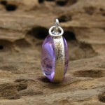 KG-067 Handmade - Handcarved sterling silver case setting on a RARE Purple oval NAGA eye Thai talisman amulet.