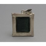 Antique Malachite Carved Sterling Silver Gemstone Pendant