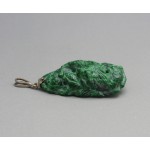 Handcarved Malachite Gem Stone in Dragon Naga Shape Silver Pendant